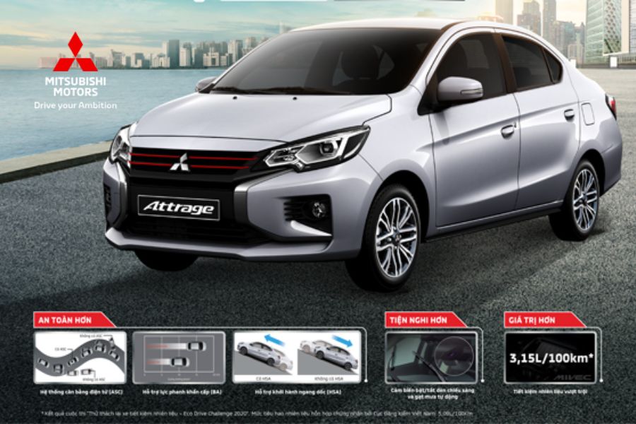 Mitsubishi Attrage Cvt – Xe Sedan Tiết Kiệm Nhiên Liệu