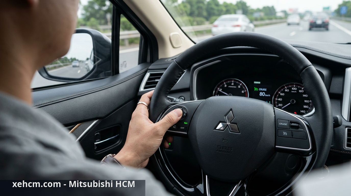 Cách dùng Cruise Control trên xe Mitsubishi chi tiết 1 Hệ thống các nút điều khiển Cruise Control trên vô lăng xe Mitsubishi - cách dùng Cruise Control