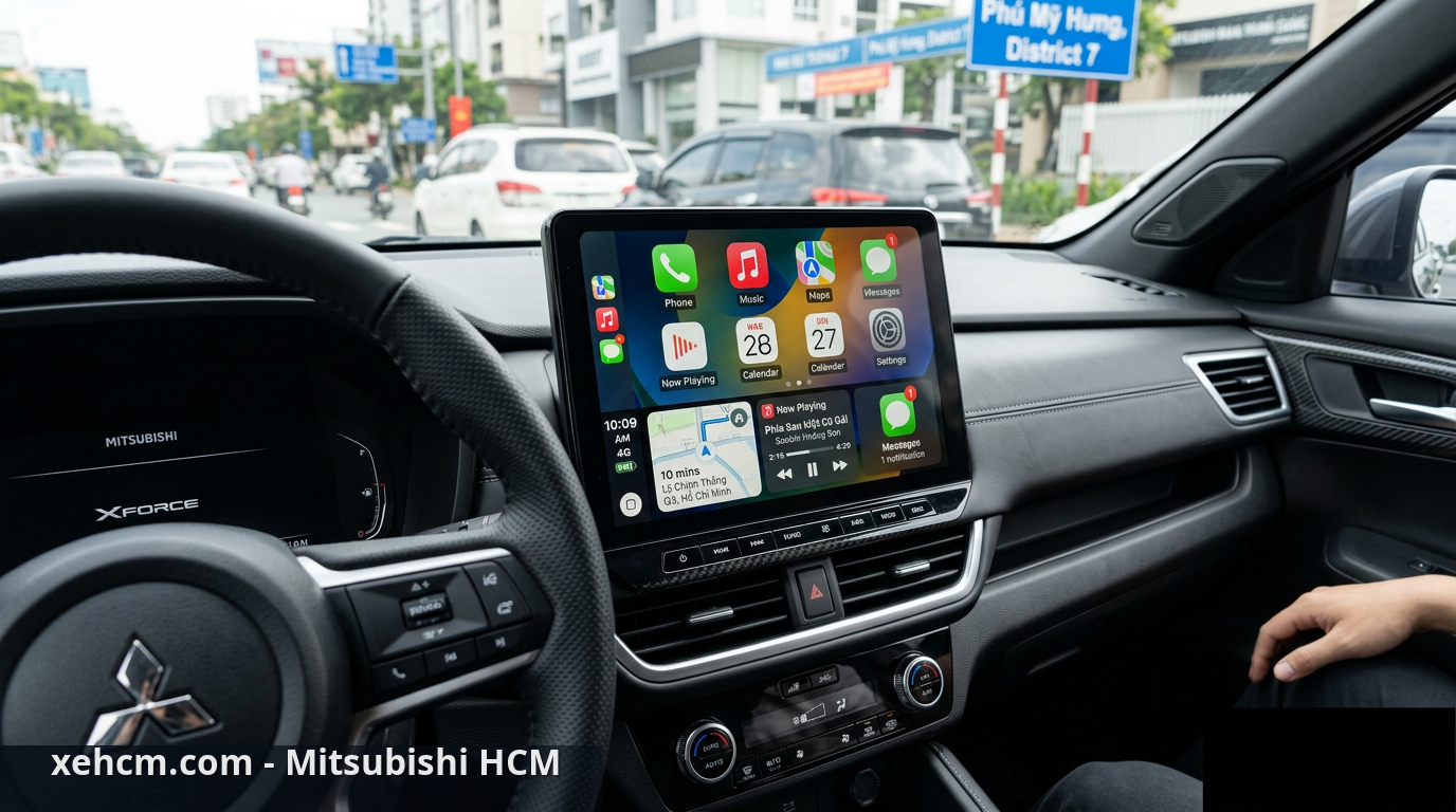 Kết nối Bluetooth Mitsubishi và Apple CarPlay đơn giản 2 Sử dụng Apple CarPlay xe Mitsubishi để dẫn đường và giải trí - kết nối Bluetooth Mitsubishi