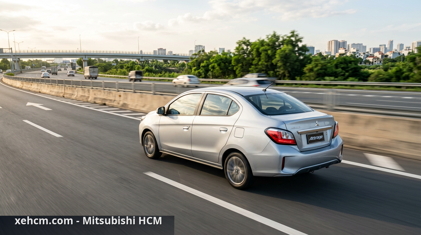 Mẫu xe Mitsubishi tiết kiệm xăng Attrage trên đường phố - xe Mitsubishi tiết kiệm xăng