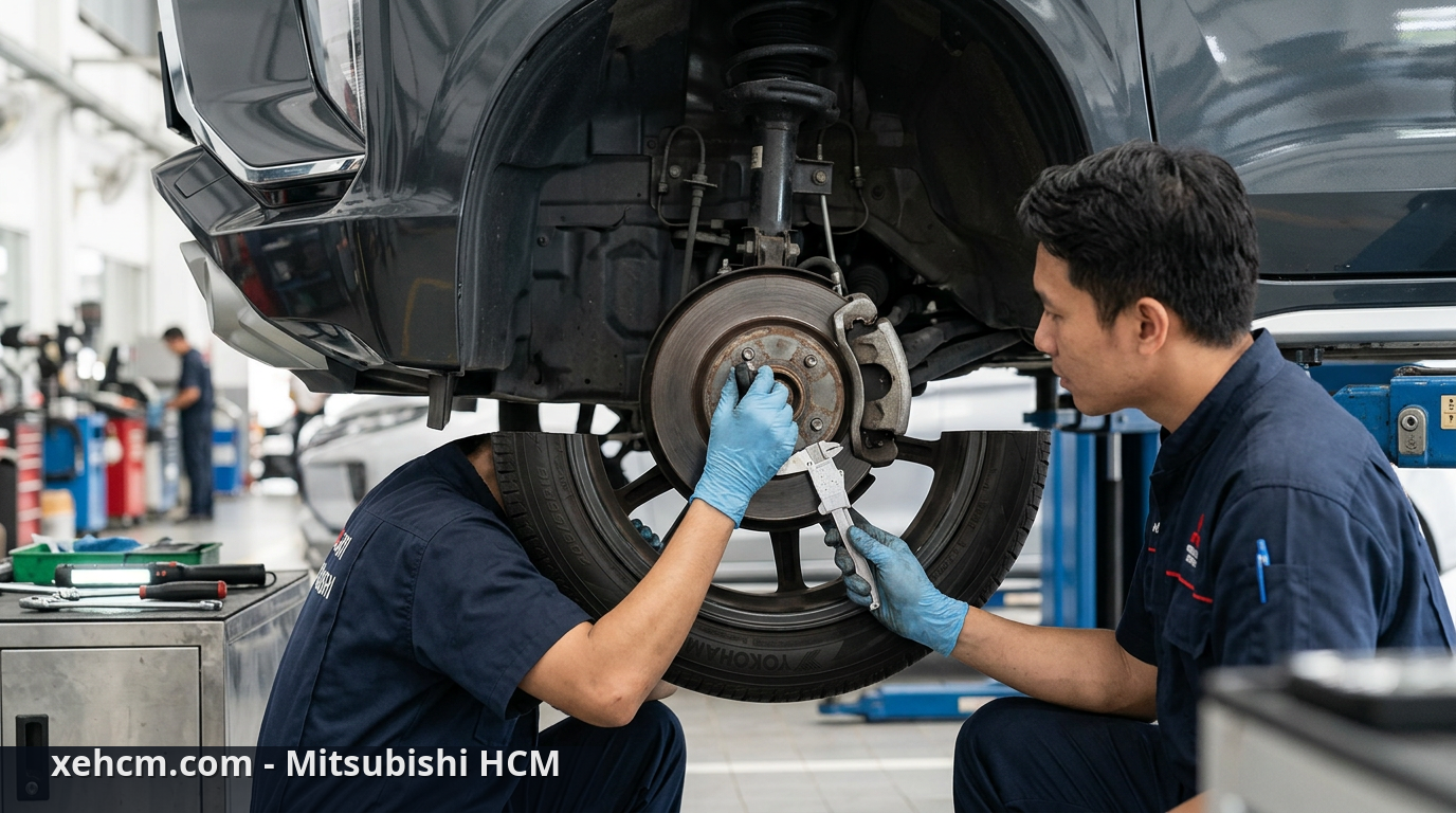Bảo dưỡng Mitsubishi định kỳ: Các hạng mục quan trọng nhất 2 Kiểm tra hệ thống phanh và lốp xe trong quá trình bảo dưỡng - bảo dưỡng Mitsubishi định kỳ
