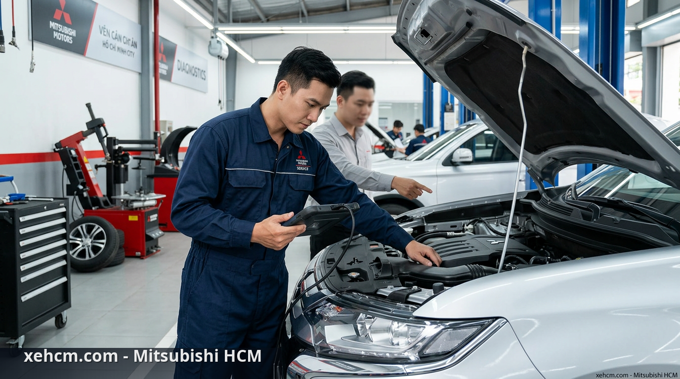 Bảo dưỡng xe Mitsubishi tại đại lý chính hãng: Vì sao cần? 1 Quy trình bảo dưỡng xe Mitsubishi chuyên nghiệp tại xưởng dịch vụ - bảo dưỡng xe Mitsubishi