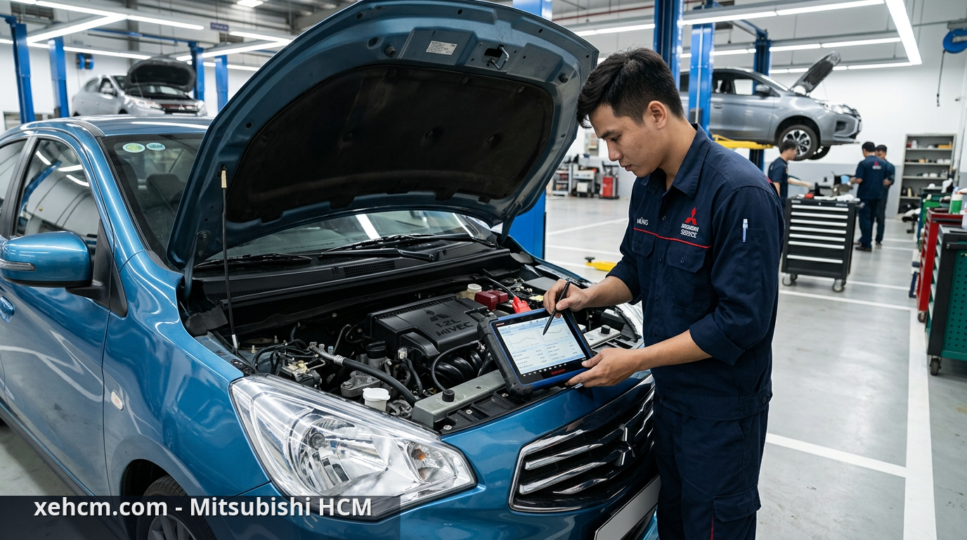 Cách lái xe tiết kiệm xăng cho Mitsubishi Attrage hiệu quả 2 Tối ưu xe Attrage thông qua việc bảo dưỡng định kỳ tại xưởng - cách lái xe tiết kiệm xăng
