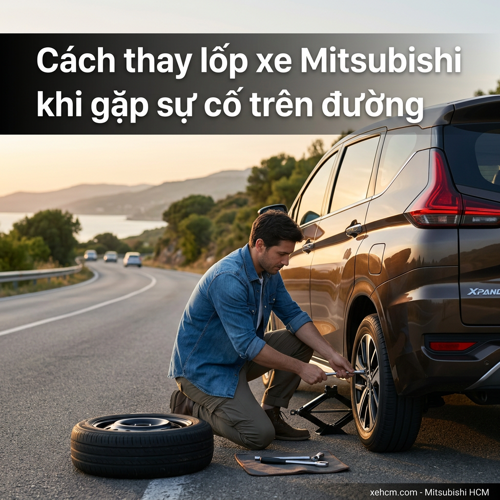 Cách thay lốp xe Mitsubishi khi gặp sự cố trên đường