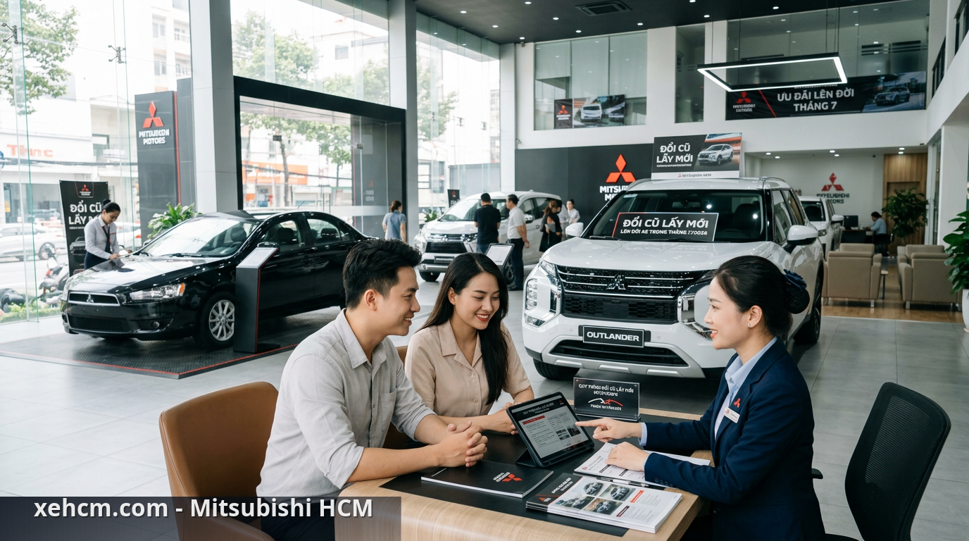 Đổi cũ lấy mới Mitsubishi: Lên đời xe tiết kiệm tháng 7/2026 1 Quy trình đổi cũ lấy mới Mitsubishi diễn ra thuận tiện tại các đại lý ủy quyền - đổi cũ lấy mới Mitsubishi