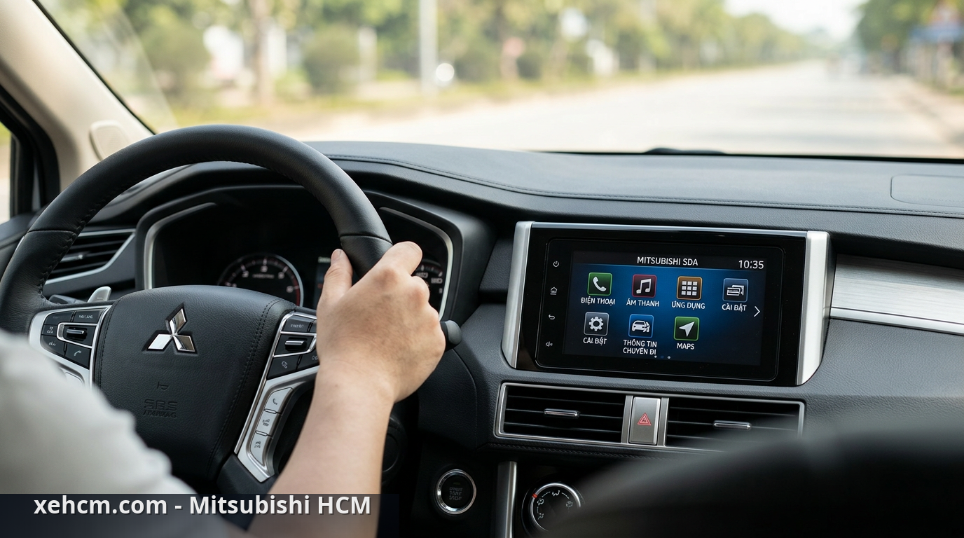 Hệ thống SDA Mitsubishi: Hướng dẫn sử dụng chi tiết 1 Giao diện hệ thống SDA Mitsubishi hiện đại trên xe - hệ thống SDA Mitsubishi