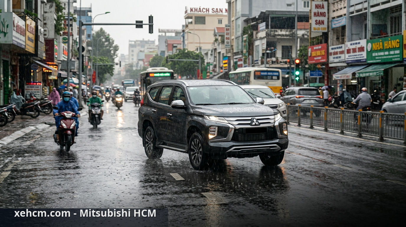 Lái xe Mitsubishi mùa mưa: Kinh nghiệm lái xe an toàn 2 Hệ thống ASC giúp xe vận hành ổn định trên đường ướt - lái xe Mitsubishi mùa mưa