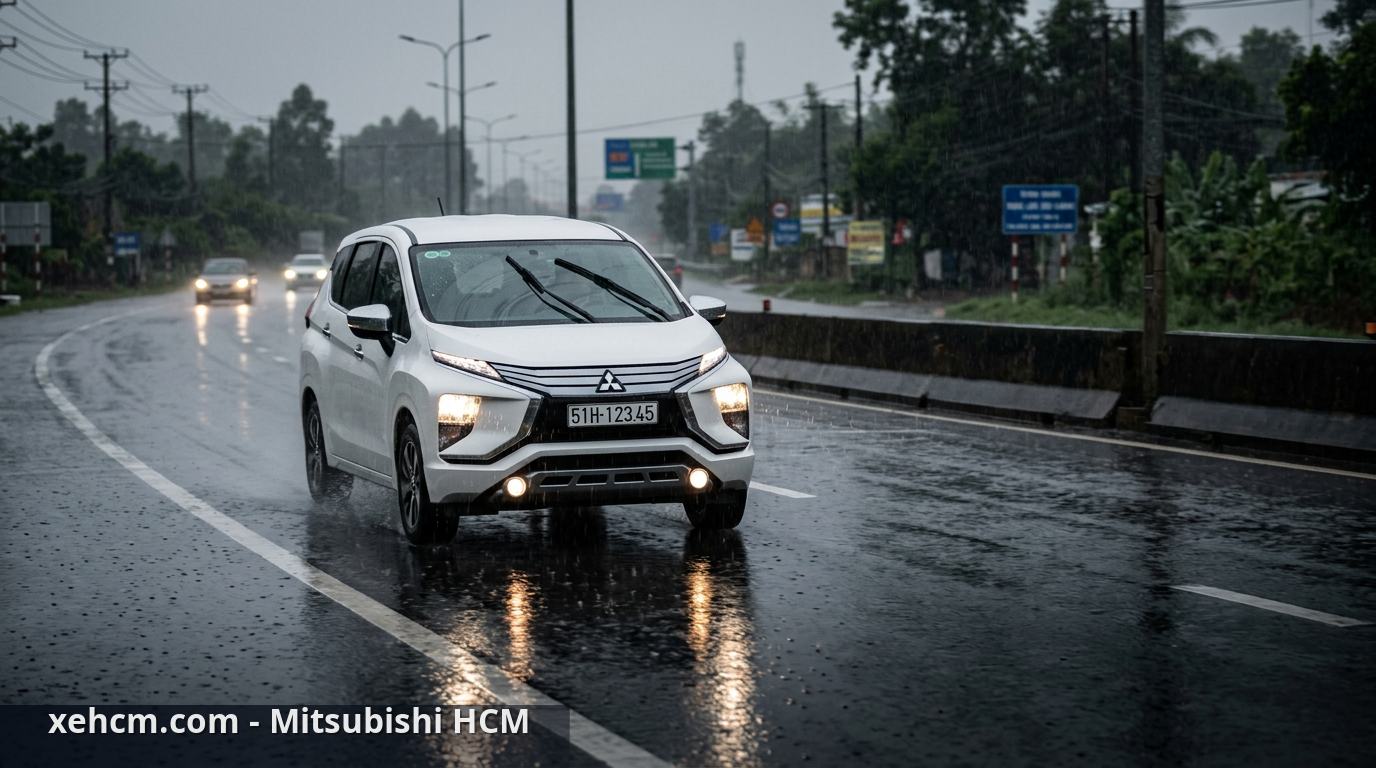 Lái xe Mitsubishi mùa mưa: Kinh nghiệm lái xe an toàn 1 Kinh nghiệm lái xe Mitsubishi mùa mưa an toàn trên đường trơn - lái xe Mitsubishi mùa mưa