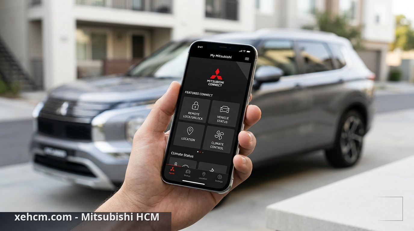 Mitsubishi Connect: Hướng dẫn sử dụng trên điện thoại 1 Giao diện điều khiển xe qua điện thoại với Mitsubishi Connect - Mitsubishi Connect