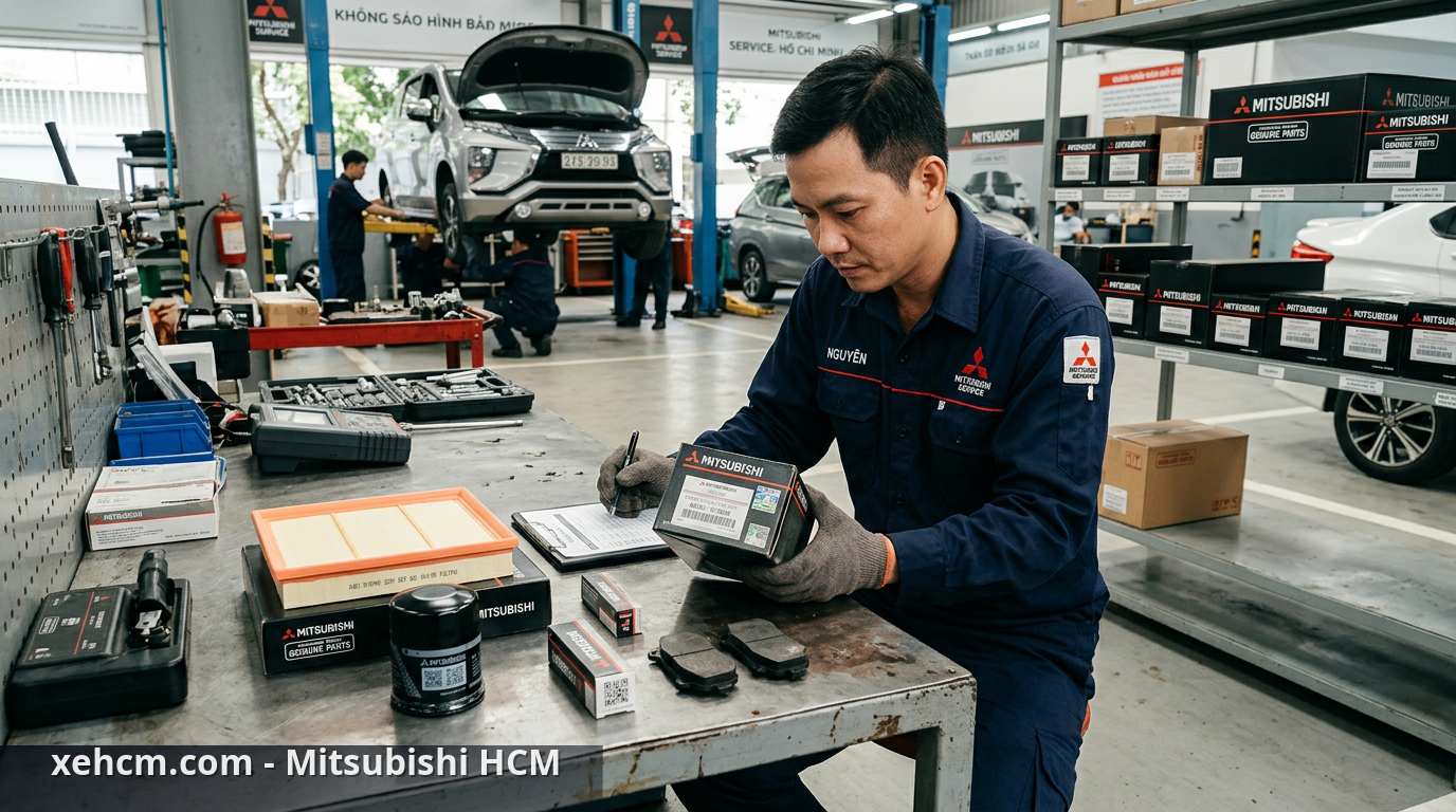 Kiểm tra phụ tùng Mitsubishi chính hãng để đảm bảo chất lượng xe - phụ tùng Mitsubishi chính hãng
