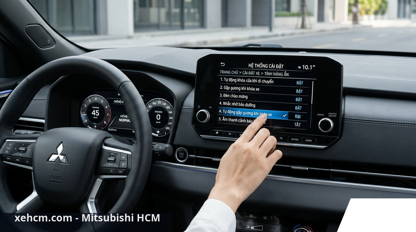 Tính năng ẩn Mitsubishi: Hướng dẫn kích hoạt chi tiết 2 Giao diện cài đặt tính năng ẩn Mitsubishi trên màn hình trung tâm - tính năng ẩn Mitsubishi