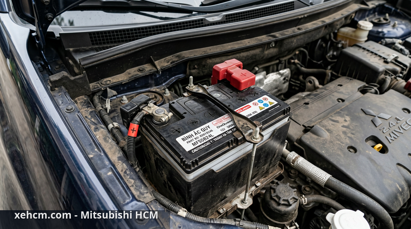 Xe Mitsubishi không đề được: Cách xử lý hết bình ắc quy 1 Kiểm tra bình ắc quy khi xe Mitsubishi không đề được - xe Mitsubishi không đề được