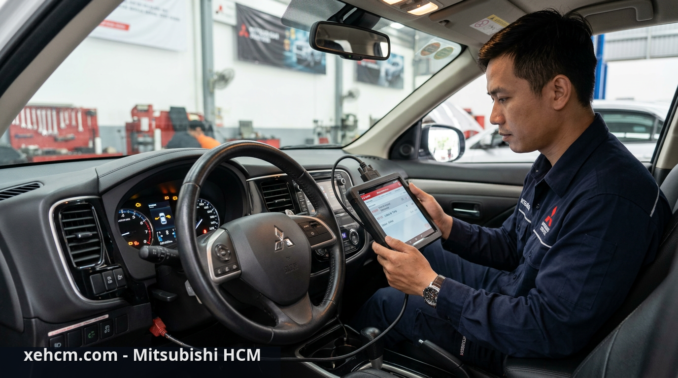 Ý nghĩa đèn báo xe Mitsubishi: Hướng dẫn chi tiết từ A-Z 2 Kiểm tra mã lỗi xe Mitsubishi chuyên nghiệp tại xưởng dịch vụ - ý nghĩa đèn báo xe Mitsubishi