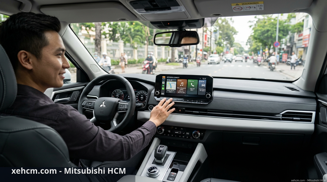 Công nghệ xe Mitsubishi: Nâng cấp thế hệ mới có gì đáng mong đợi? 2 Hệ thống thông tin giải trí hiện đại trên xe Mitsubishi thế hệ mới - công nghệ xe Mitsubishi