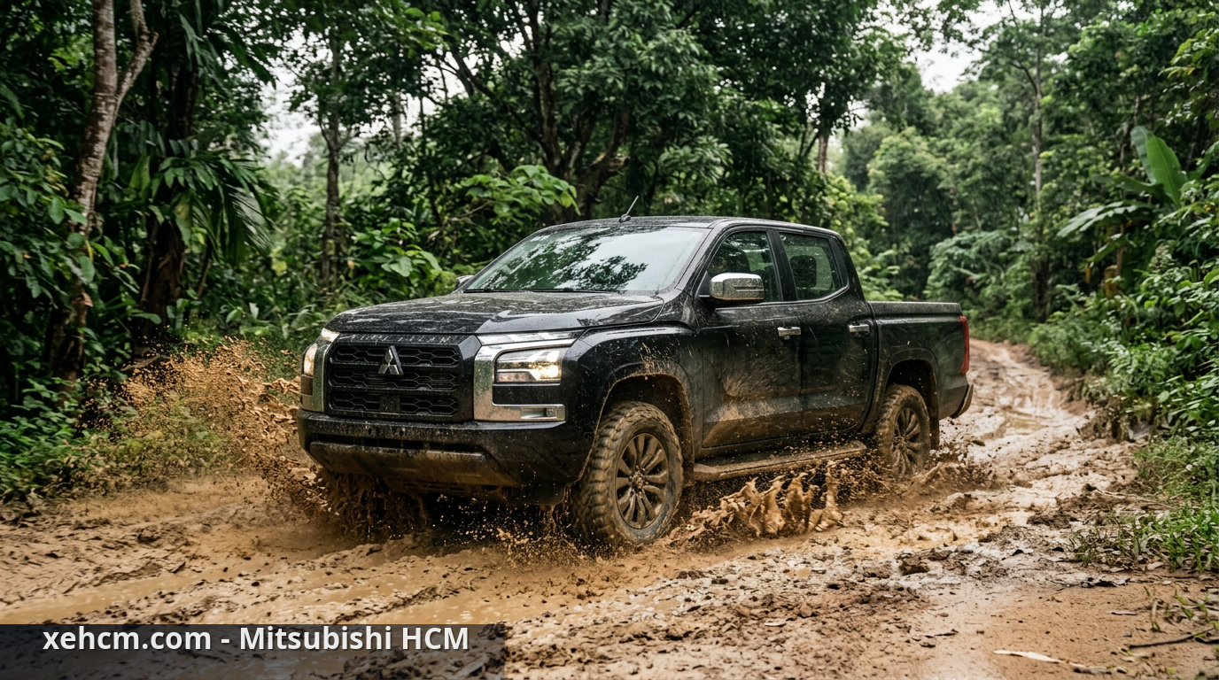 Động cơ Triton 2026: Sức Mạnh Vượt Trội của 4x4 AT Premium 2 Triton 4x4 AT Premium 2026 chinh phục địa hình bùn lầy - động cơ Triton 2026