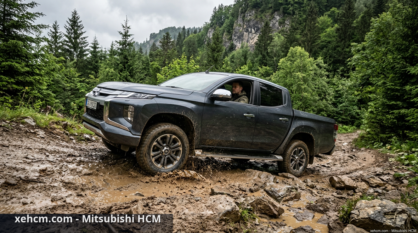 Lái thử Triton 2024: Êm ái trên phố, vững chãi off-road 2 Triton 4x4 AT Premium vững chãi chinh phục mọi địa hình khó khăn. - lái thử Triton 2024