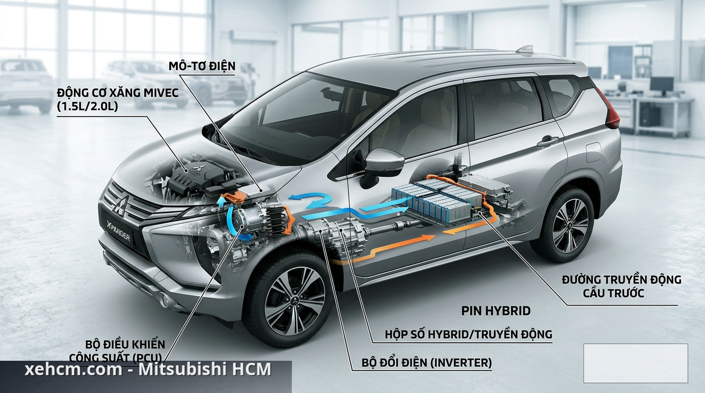 Mitsubishi hybrid: Kế hoạch ra mắt tại Việt Nam 2 Cấu tạo động cơ Mitsubishi hybrid giúp tối ưu hiệu suất và tiết kiệm nhiên liệu - Mitsubishi hybrid
