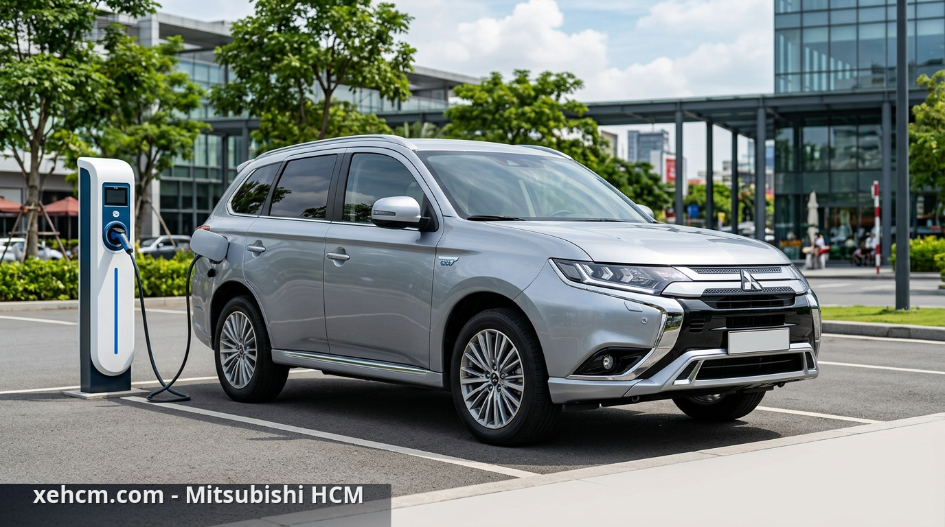 Mitsubishi xe điện: SUV điện mới – Bước ngoặt tương lai 1 Mitsubishi SUV điện với thiết kế Dynamic Shield hiện đại tại trạm sạc - Mitsubishi xe điện