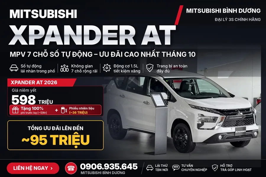 Chính Sách ưu đãi Mitsubishi Xpander At Tháng 10/2026 – Ưu đãi đến 95 Triệu