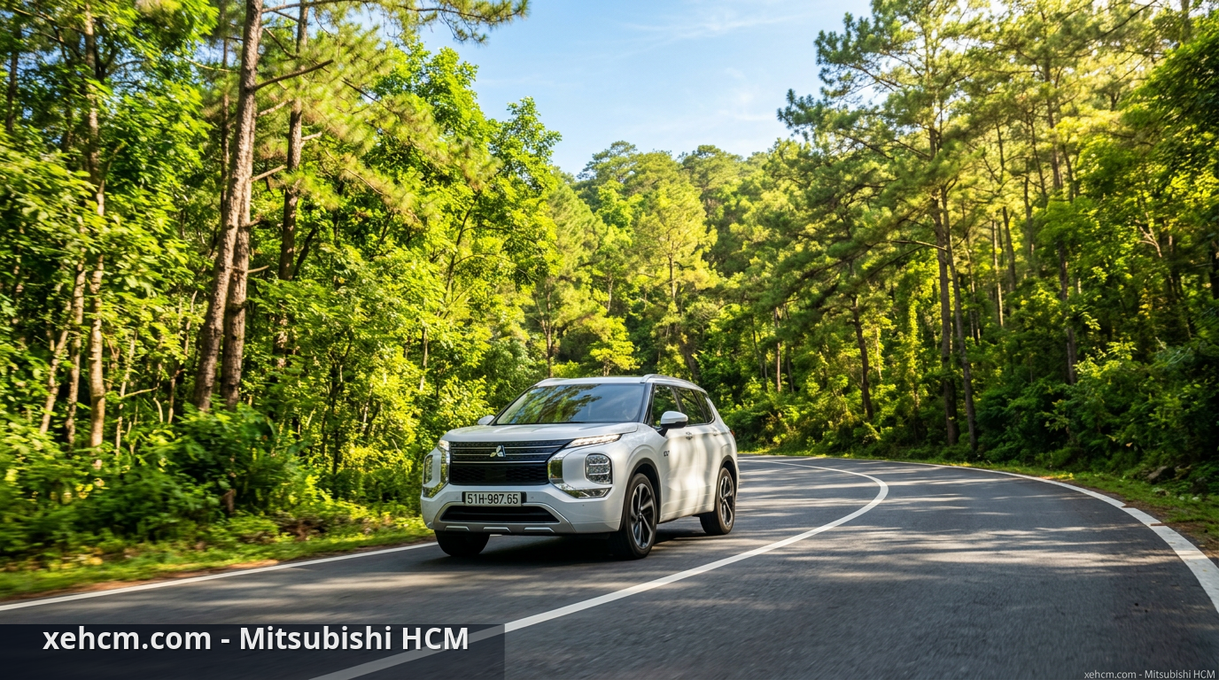 Xe thân thiện môi trường: Mitsubishi và hành trình lái xe xanh 1 Xe Mitsubishi Outlander vận hành êm ái giữa thiên nhiên, hướng tới trải nghiệm lái xe xanh. - xe thân thiện môi trường